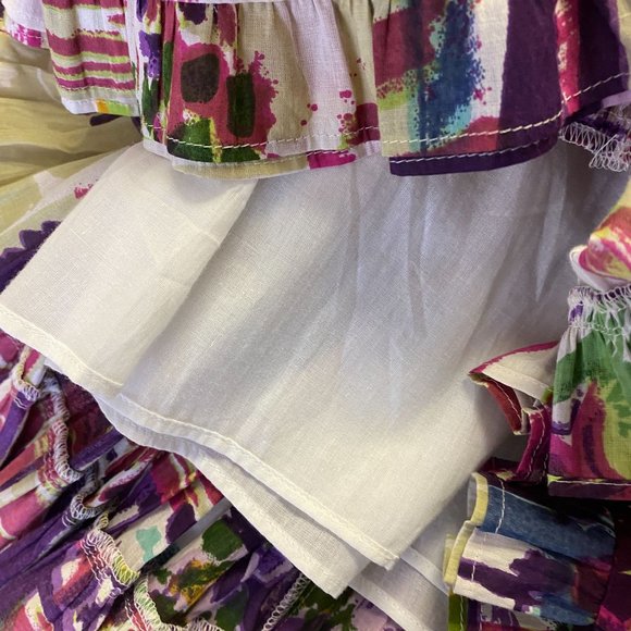 Chelsea & Theodore Tiered Ruffle Boho skirt Multi Color Size Small EUC - Picture 6 of 6